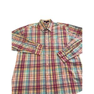 Alan Flusser Men's Long Sleeve Button Down‎ Shirt Large Contrasting Cuffs